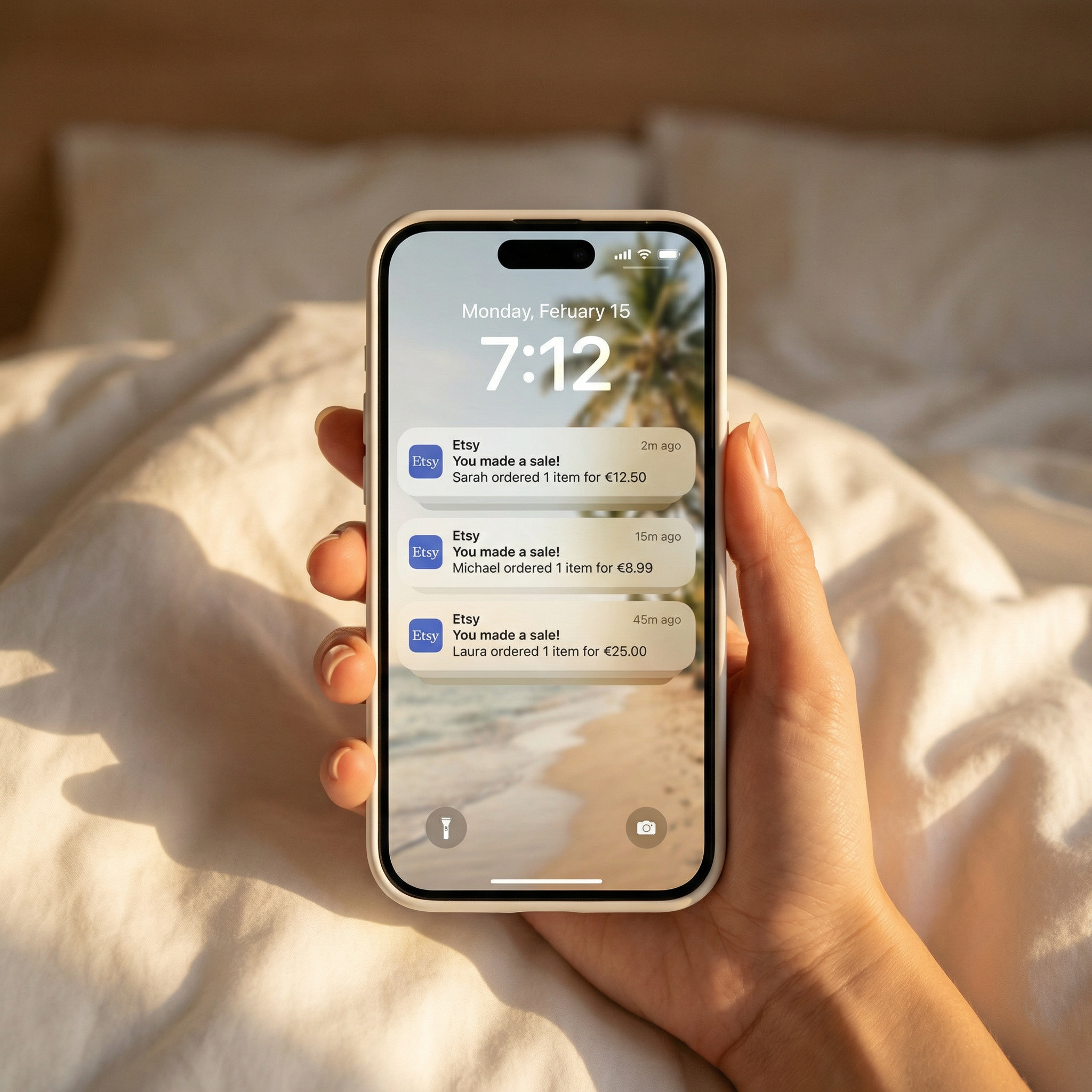 Etsy sale notifications on phone
