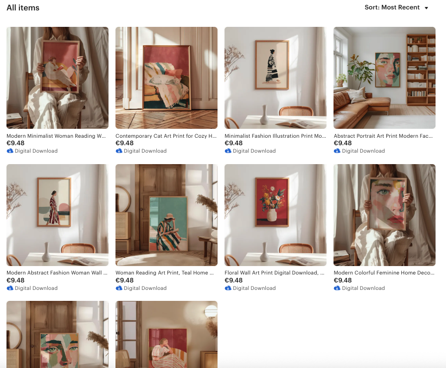 Etsy shop products — modern minimalist art